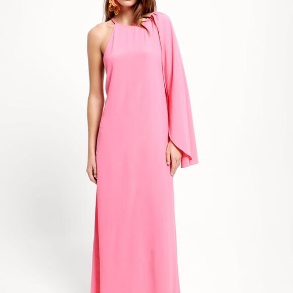 ZARA pink cape maxi dress limited edition Sz XL NWT - Picture 2 of 16